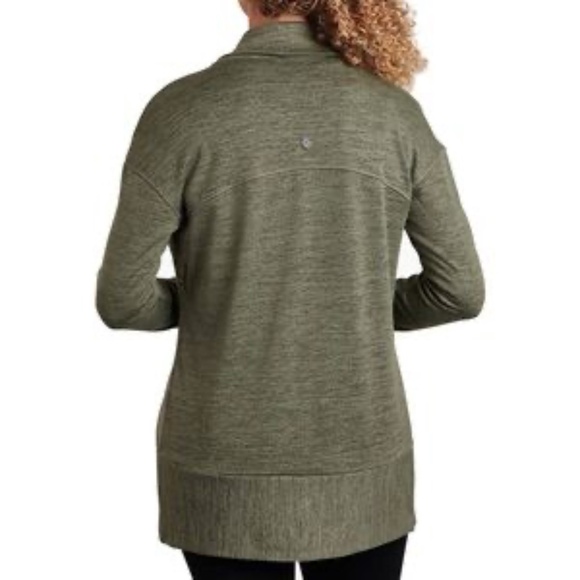Kuhl | Open Front Shawl Collar Heather Green Lea Wrap Cardigan Medium - Picture 6 of 15